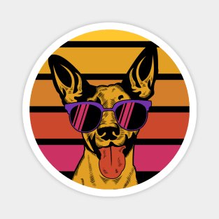 Dog Sunset Retro. hoodie and Magnet